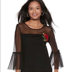 Sheer Bell Sleeve Shirt